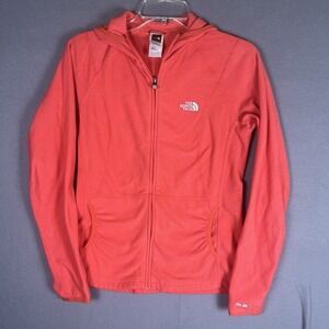 The North Face Jacket Women Medium Coral Full Zip Fleece Hiking Preppy Hooded